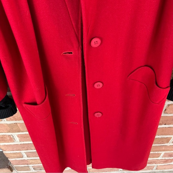 Red festive wool blend 80’s oversized coat - Picture 10 of 12